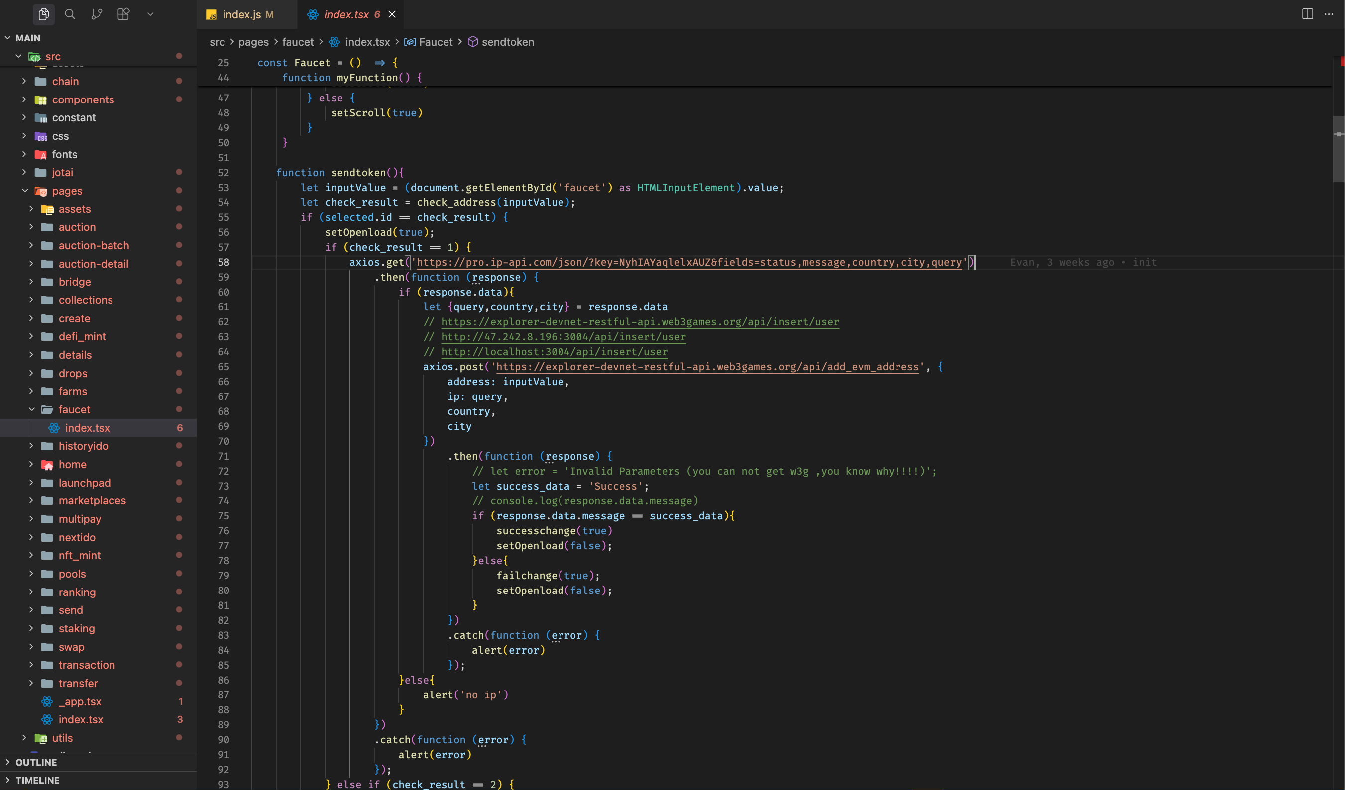 Kod zbierający dane użytkownika